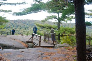 a small bridge leads to the view