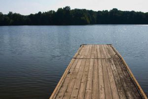 pier juts into lake
