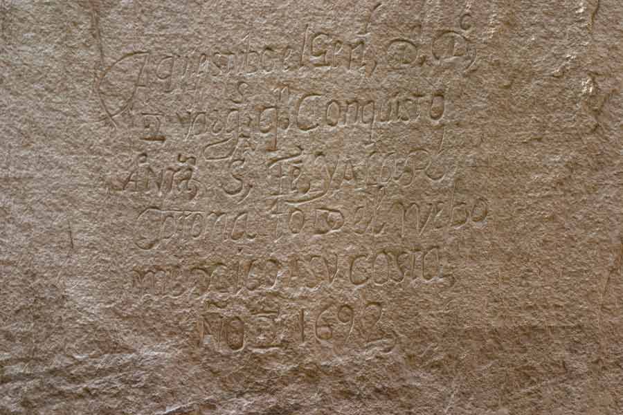 a Spanish carving in the wall dated 1692