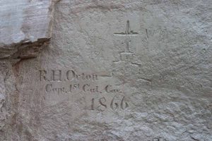 a name with a church picture carved in 1866