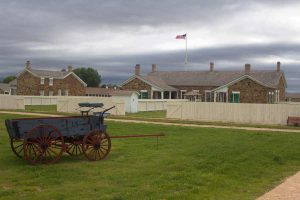 wagon out front of the fort