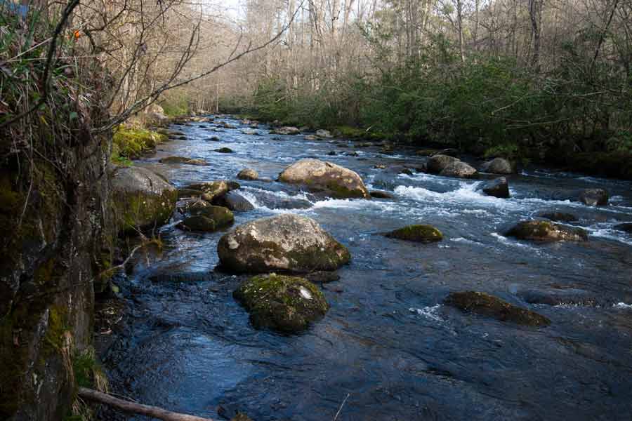 stream with rounded boulders
