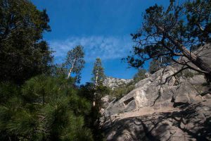looking up to the sky from within the canyon