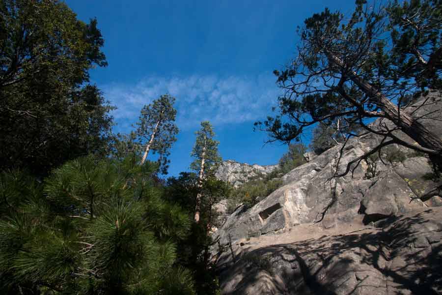 looking up to the sky from within the canyon