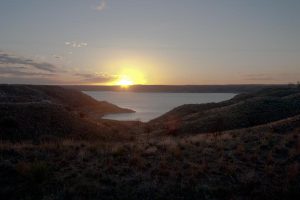 sunset over the lake