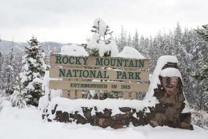 sign for Rocky Mountain National Park