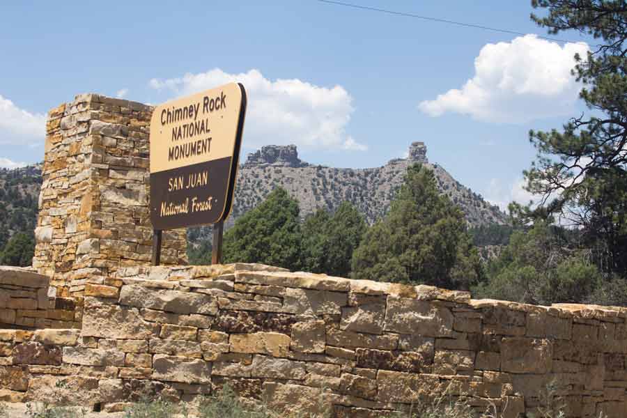 sign for Chimney Rock National Monument in San Juan National Forest