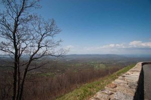 stone wall along an overlook of view