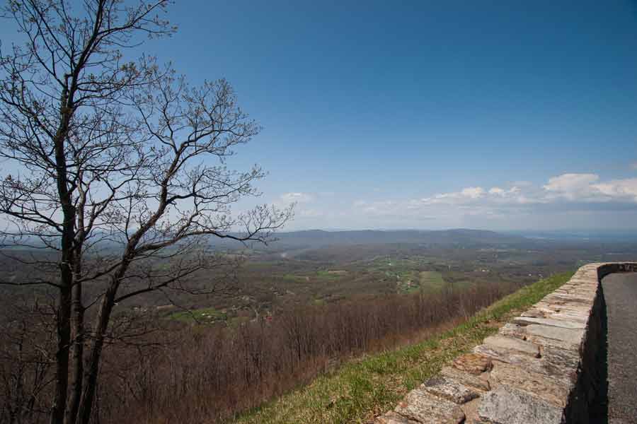 stone wall along an overlook of view