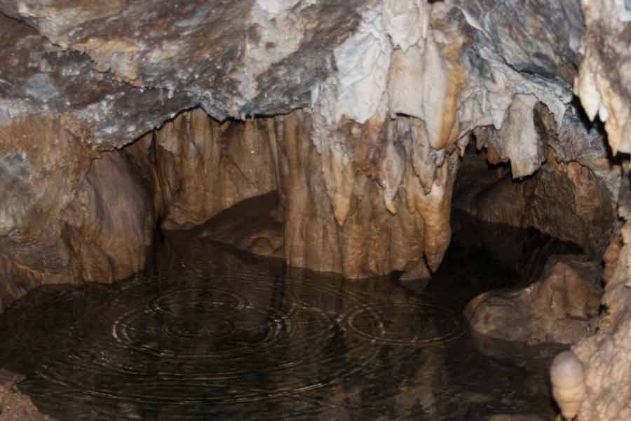 water dripping inside the cave