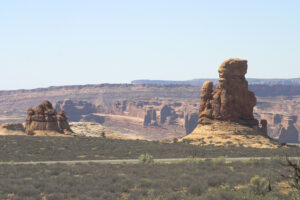 rock formations and canyon beyond