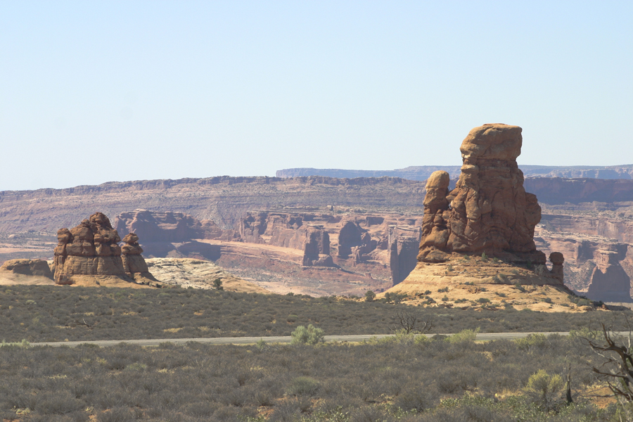 rock formations and canyon beyond