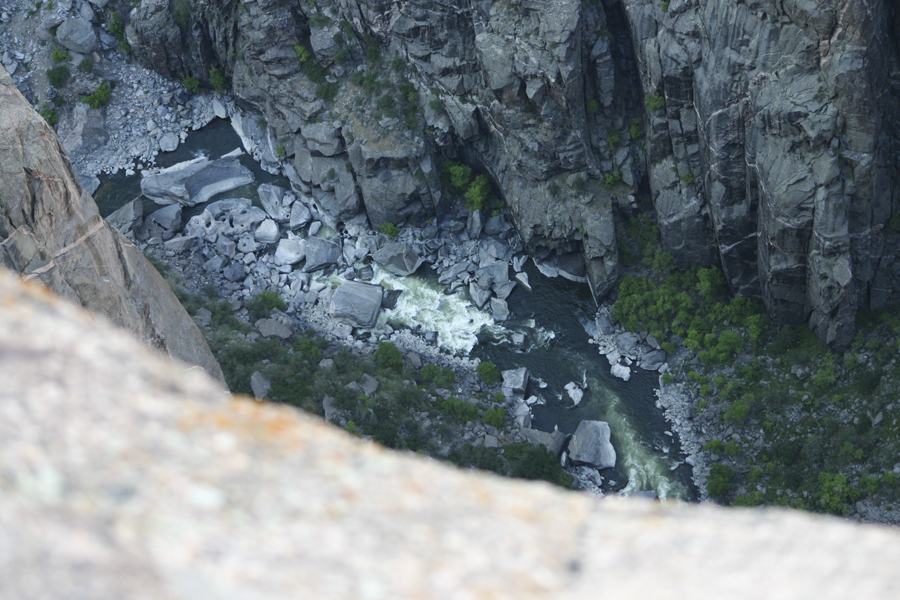 looking way down to the river