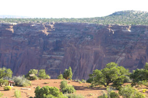 a picnic area beside the canyon