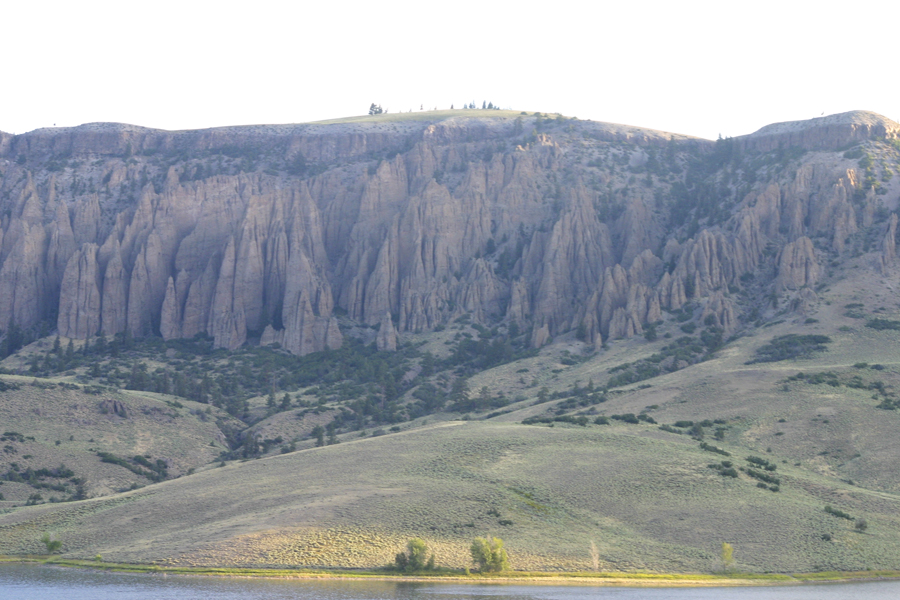 mountain above river