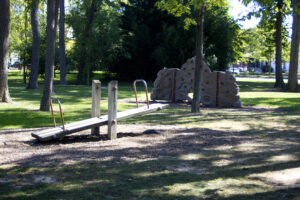 see-saw and climbing wall