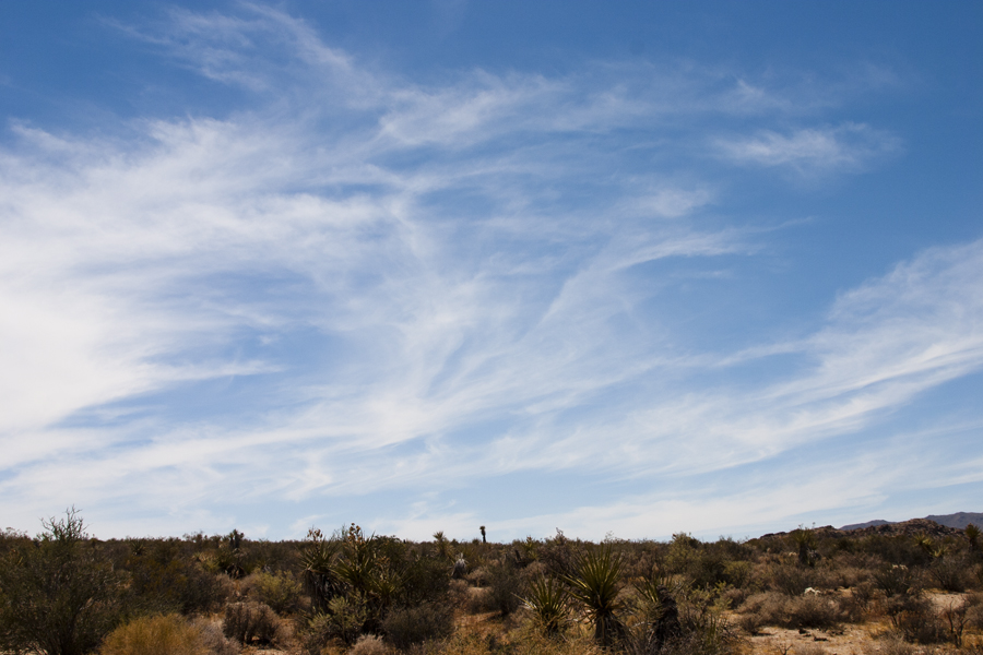 blue sky with wispy clouds