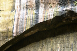 color streaks on canyon wall