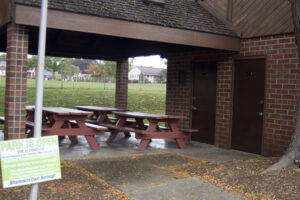 small pavilion and restrooms