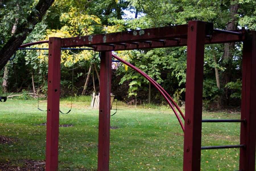 the monkey bars are missing a few rungs