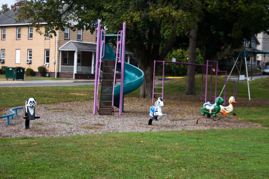 bouncies, slide, and monkey bars