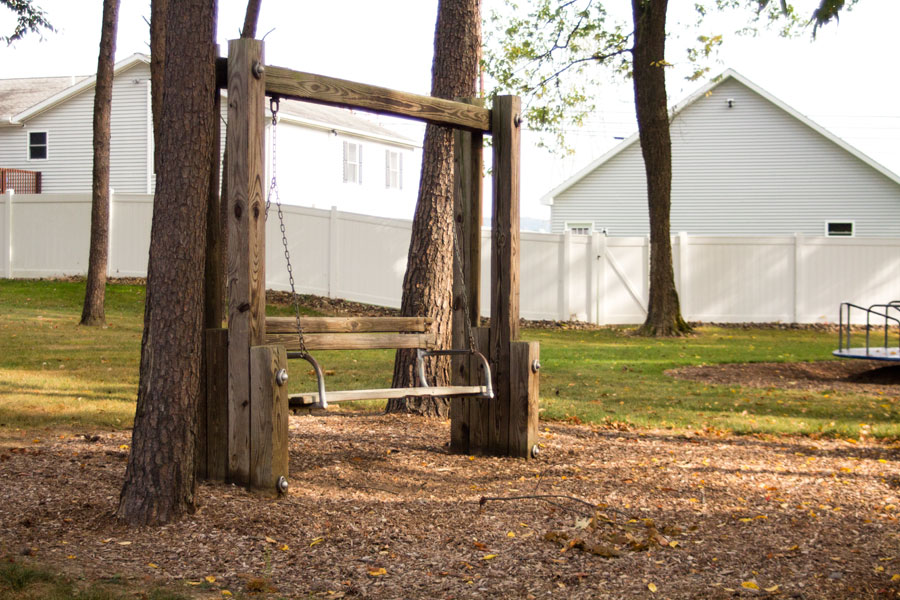 wooden bench swing