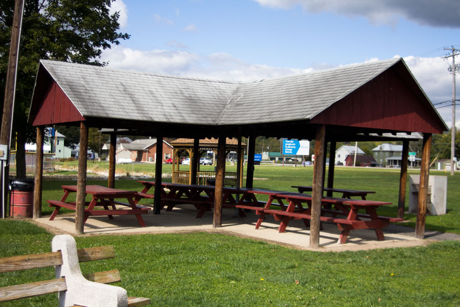 pavilion with picnic tables