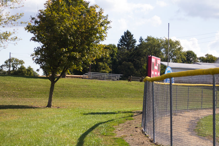 a second ball field up a small hill