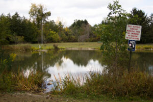 East Buffalo Township Municipal Park sign and pond
