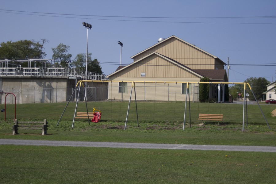 five regular swings and a toddler swing