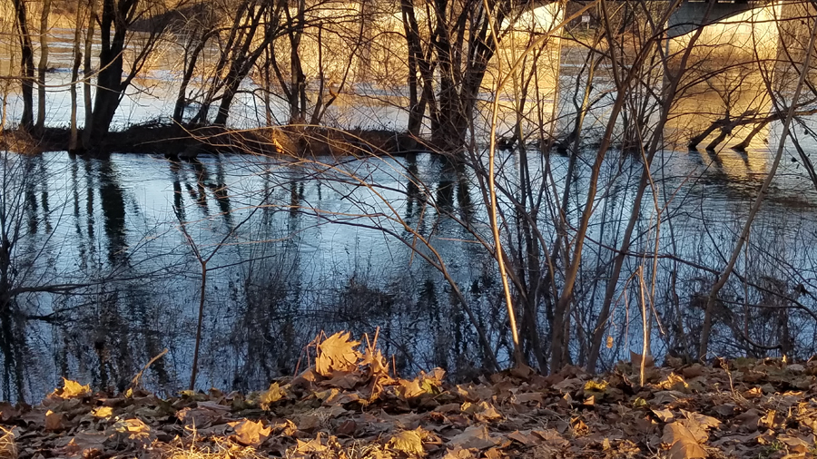 river beneath bridge