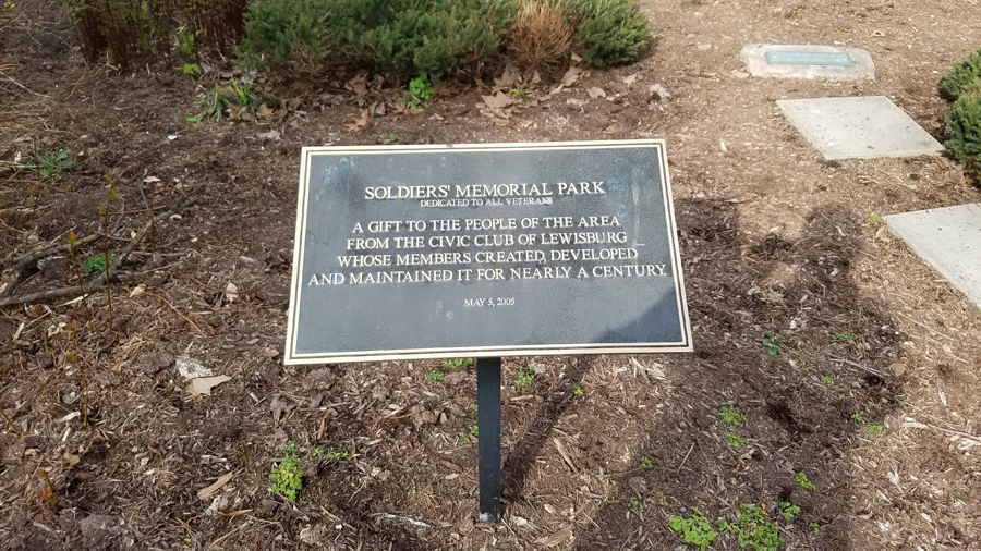 Soldiers Memorial Park sign