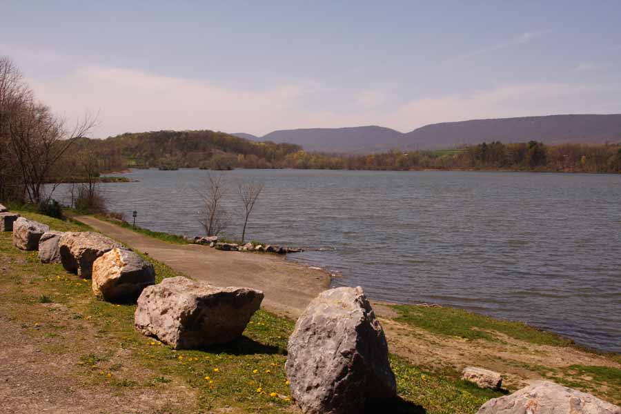 boulders along the parking lot