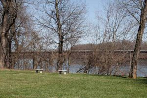 benches by the river