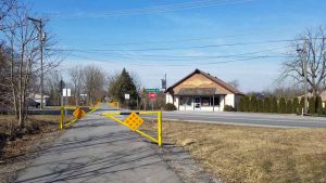 the trail crosses a road