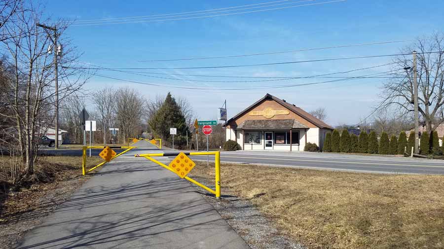 the trail crosses a road