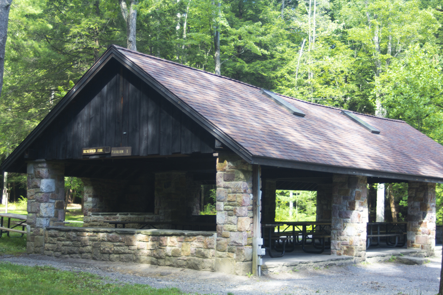 pavilion with picnic tables