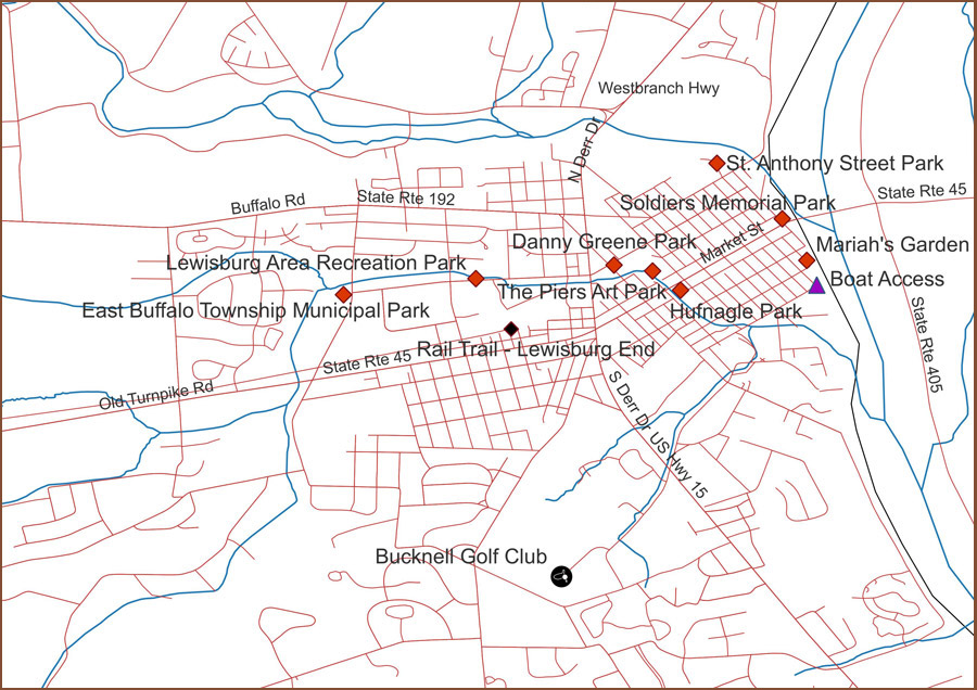 map of parks in Lewisburg