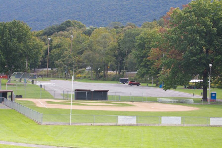 ball field and parking lot