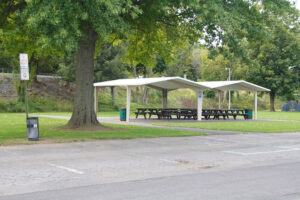 pavilion with picnic tables