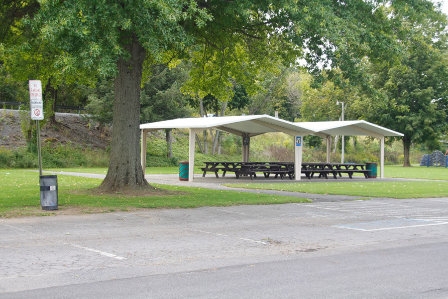 pavilion with picnic tables