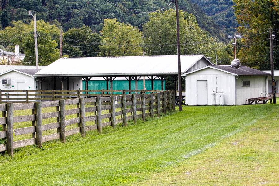 fence and pavilion