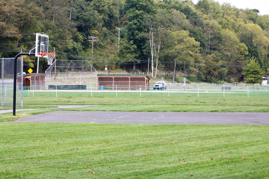 basketball court and ball field