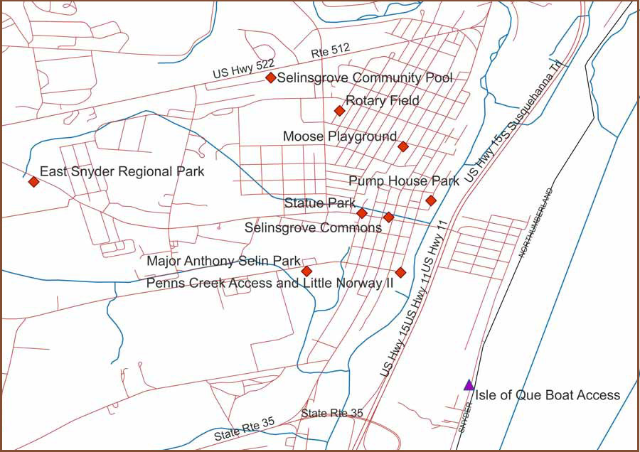 map of parks in Selinsgrove