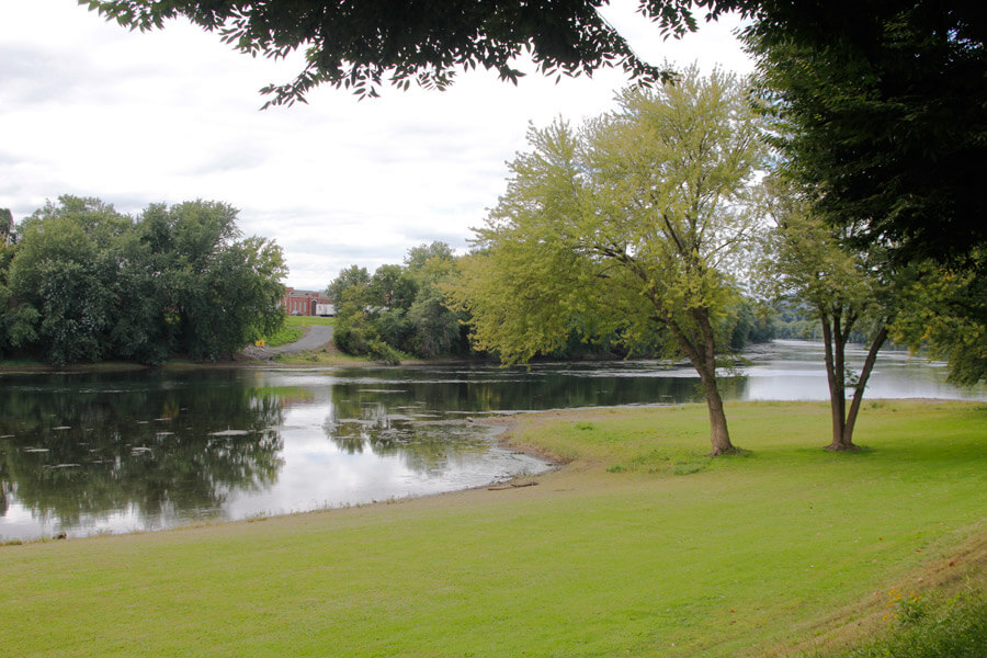 river with grassy bank