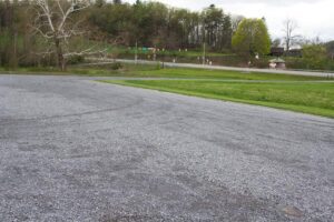 large gravel parking lot