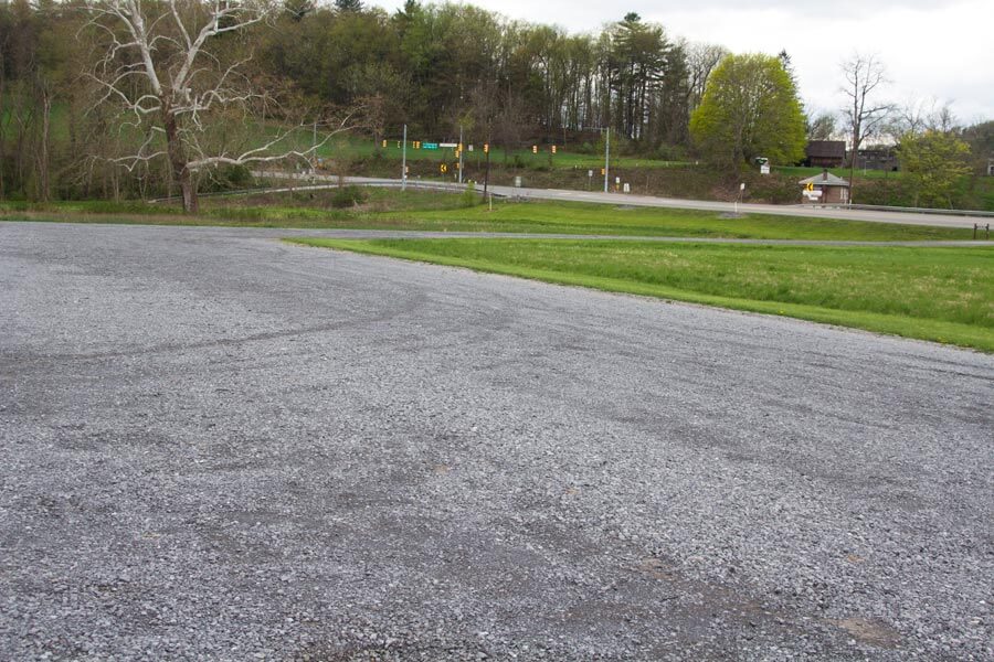 large gravel parking lot