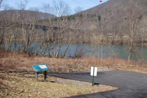 parking lot and nearby road bridge