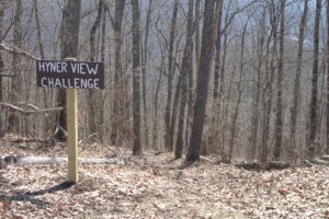 sign says "Hyner View Challenge."