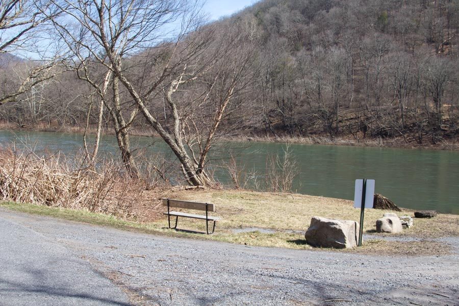 bench beside river